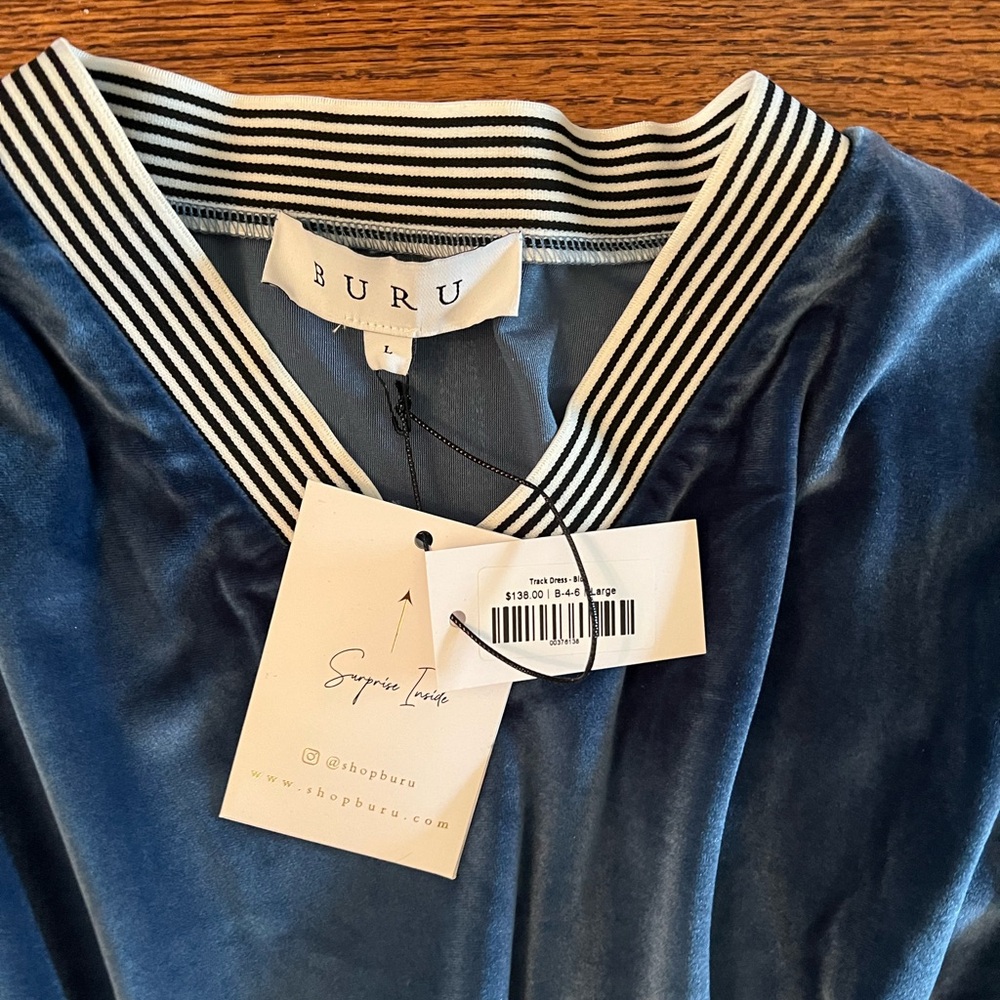 BURU blue velour track dress